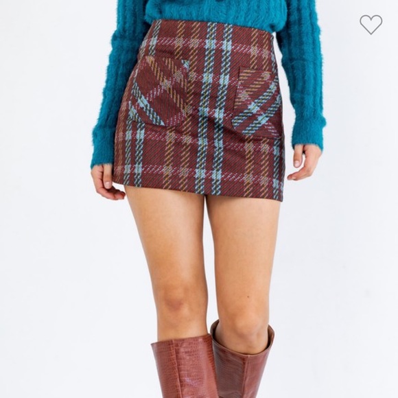 🍁Front Pocket Plaid Fall Mini Skirt - Picture 4 of 9